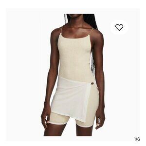 Jacquemus x Nike Beige Ribbed Knit Romper With Sheer Wrap Skirt Womens XS
